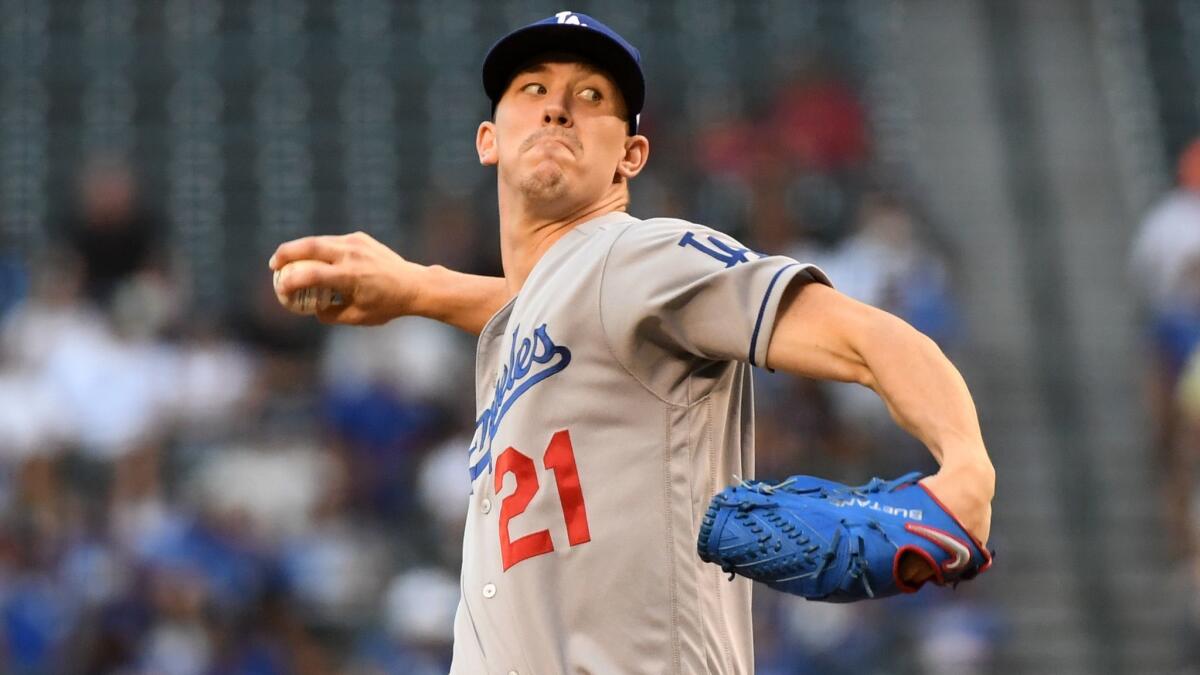 Dodgers starter Walker Buehler delivers a pitch during the team's victory over the Arizona Diamondbacks on June 3.