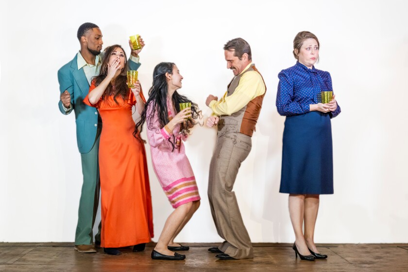 A cast photo for Backyard Renaissance Theatre's "Abigail's Party."