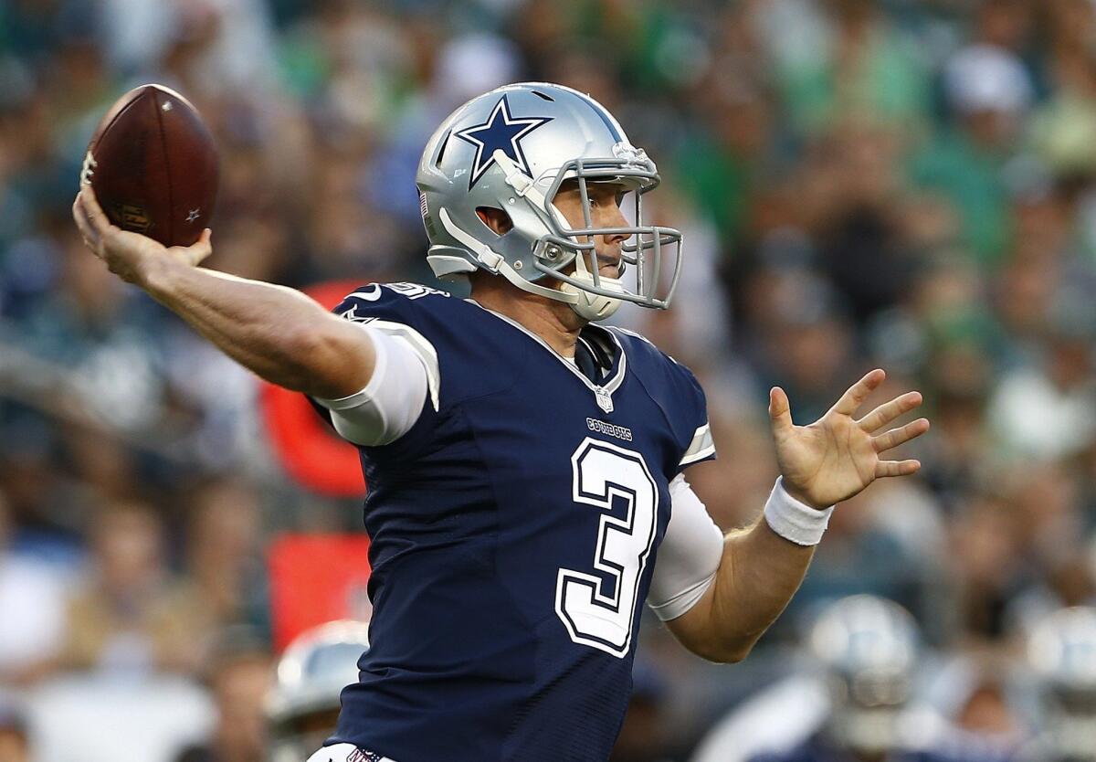 Dallas quarterback Brandon Weeden passes against Philadelphia on Sunday.