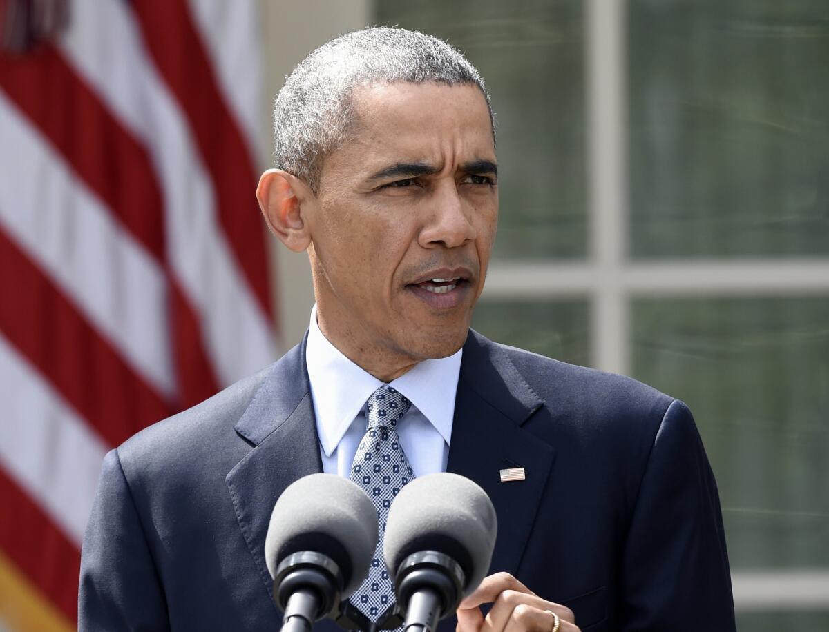 President Obama speaks in the Rose Garden of the White House on April 2, discussing the breakthrough in the Iranian nuclear talks.