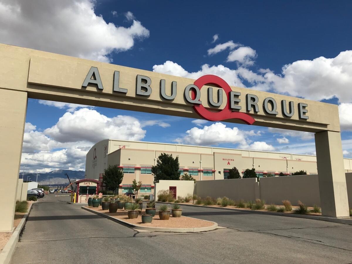 The entrance to ABQ Studios in Albuquerque, which Netflix has turned into one of its production hubs