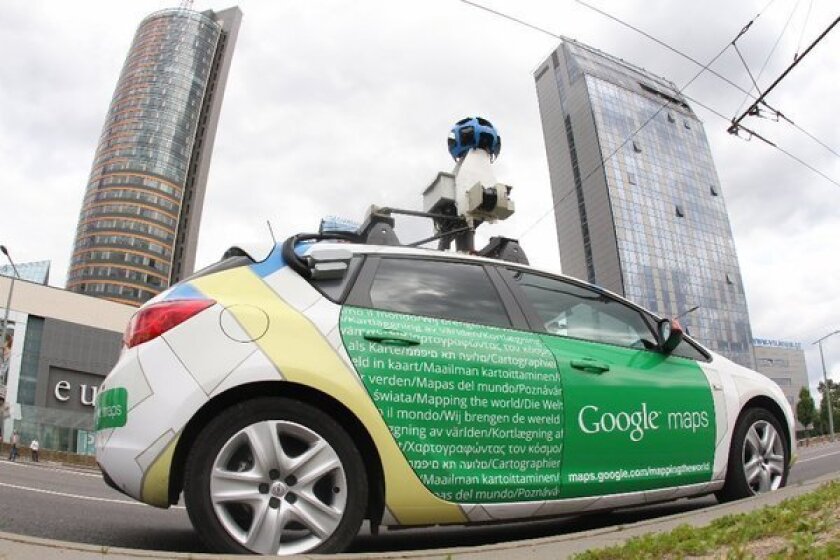 A Google Street View car drives through Vilnius, Lithuania, in June.