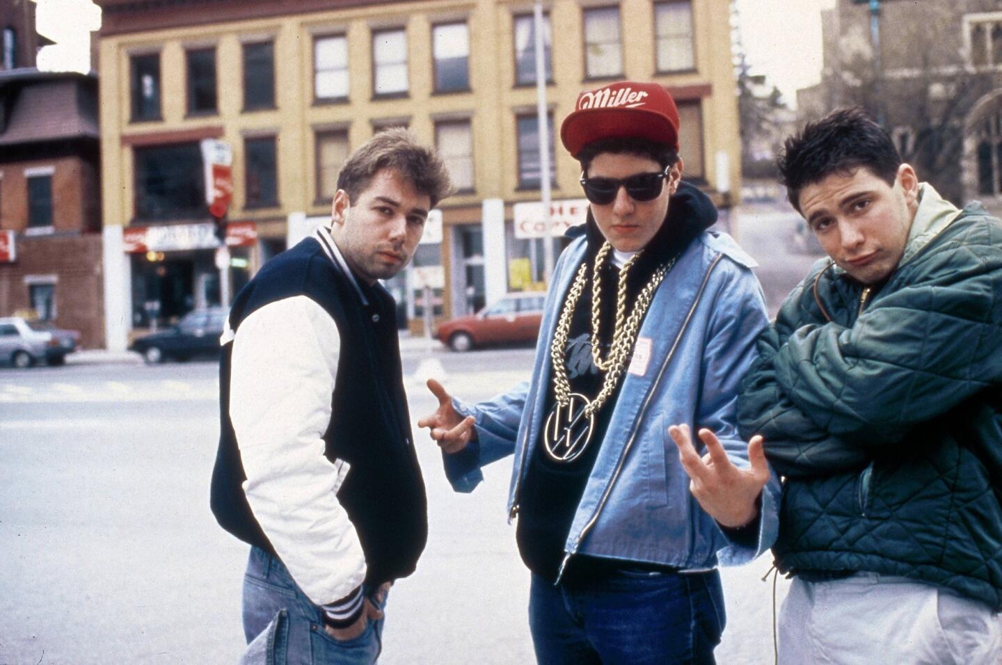 Adam Yauch, Mike Diamond and Adam Horvitz of the The Beastie Boys, group portrait, Worcester, Massachusetts, April 9, 1987.