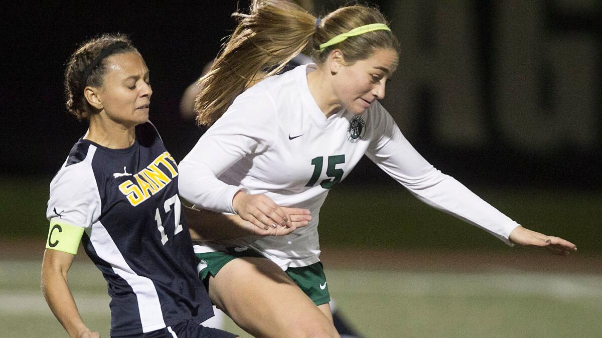 Sage Hill's Taylor Magliarditi, right, is headed to play for the UCLA women's soccer program.