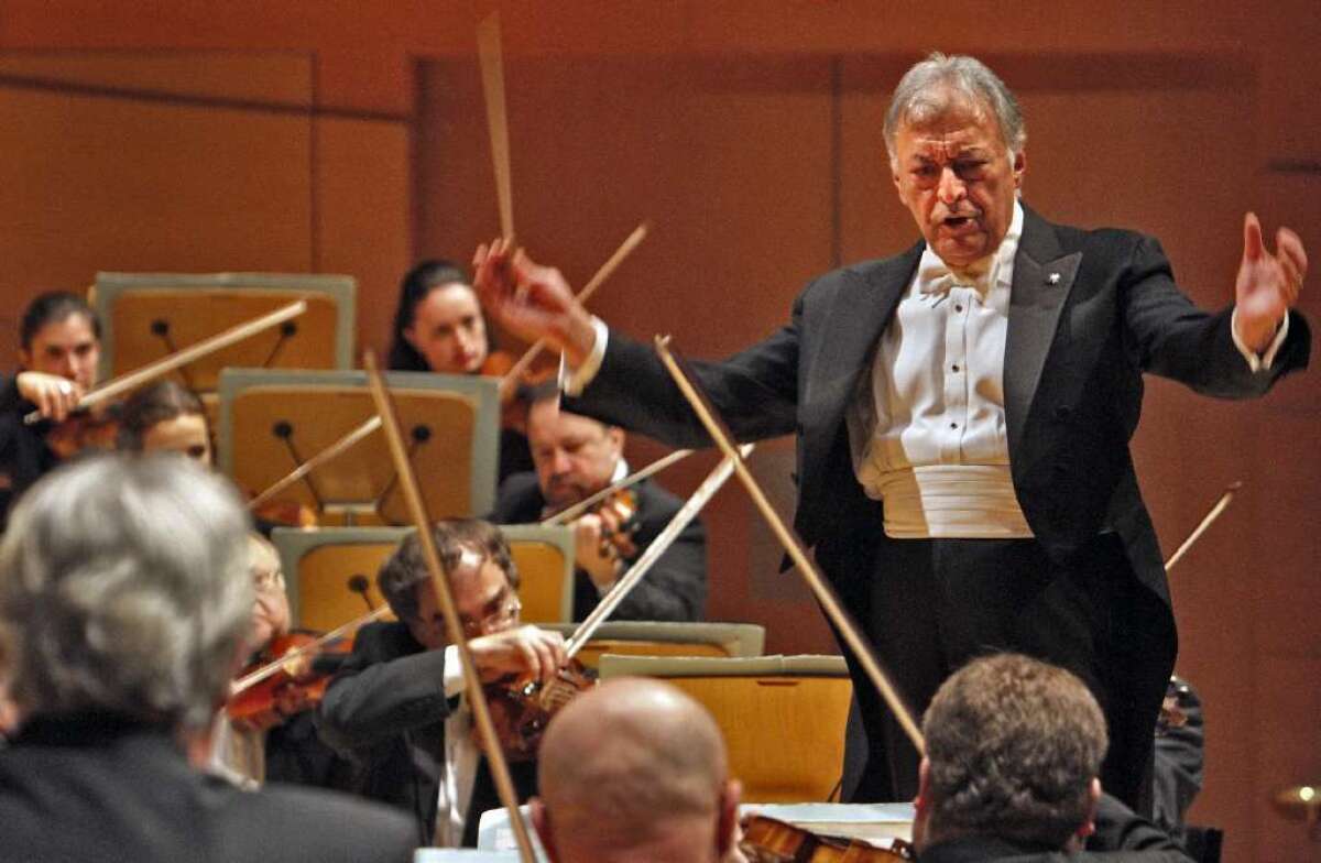 Conductor Zubin Mehta leads the Israel Philharmonic in 2011 at Walt Disney Concert Hall.