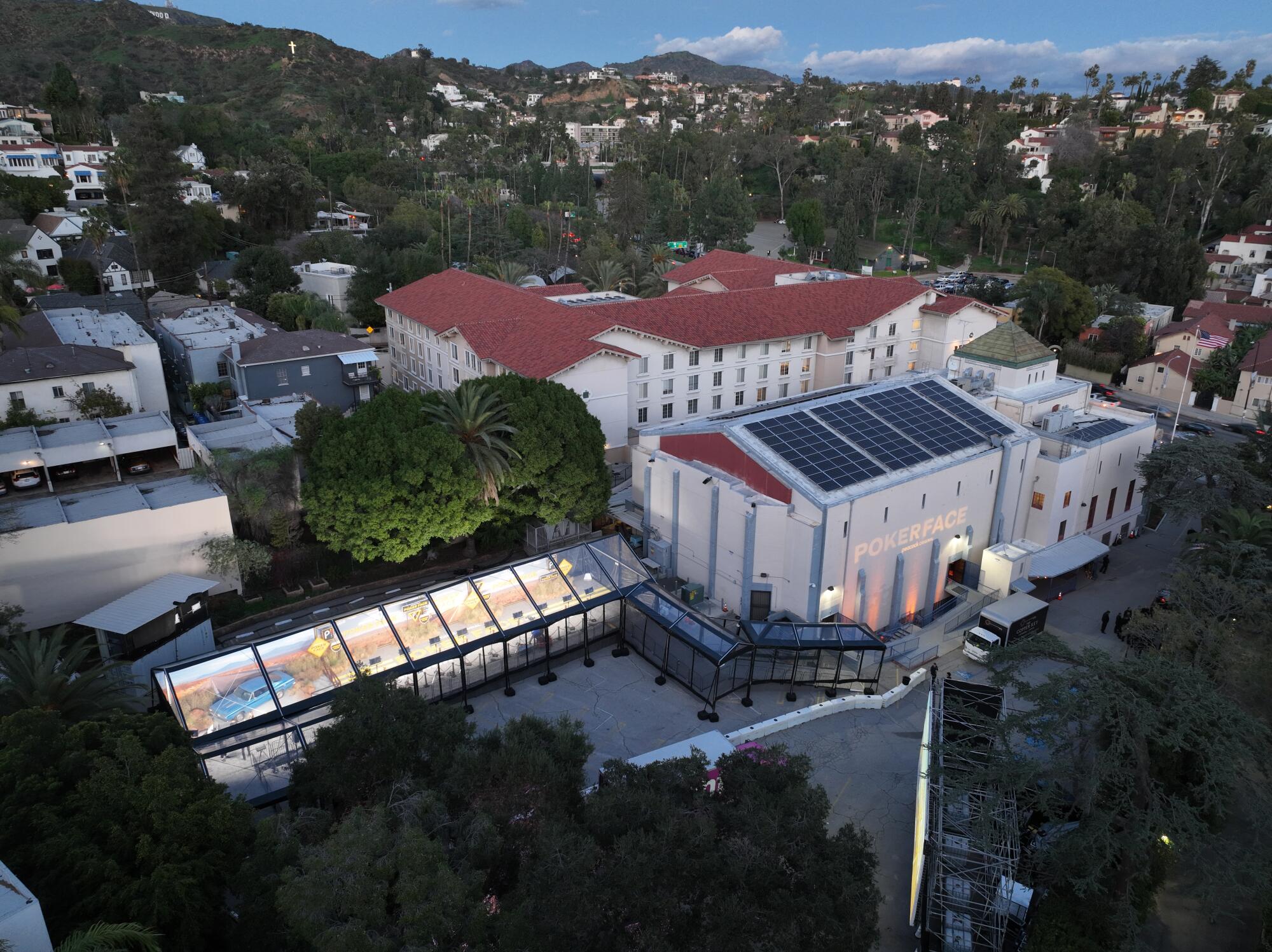 An aerial view of the Hollywood Post 43 American Legion 