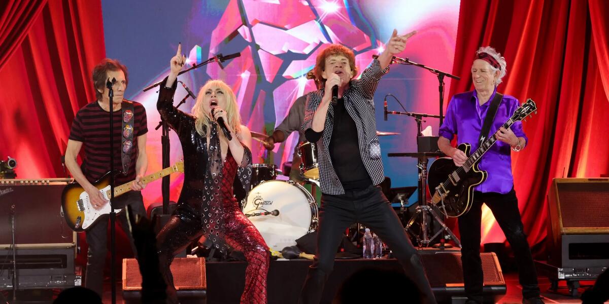The Rolling Stones were joined by Lady Gaga at their "Hackney Diamonds" album release show at Racket in New York City.