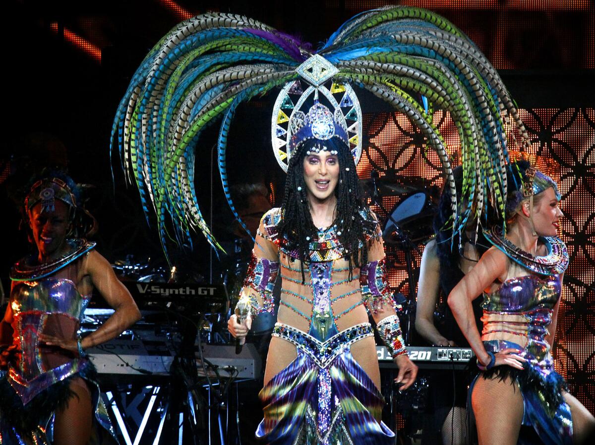 Cher performs at Staples Center on July 7, 2014, as part of her Dressed to Kill tour.