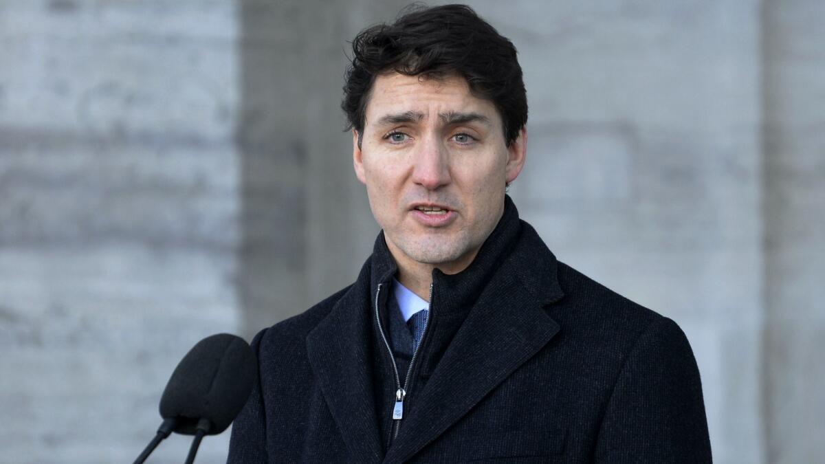 Canadian Prime Minister Justin Trudeau addresses the media in Ottawa on Monday.