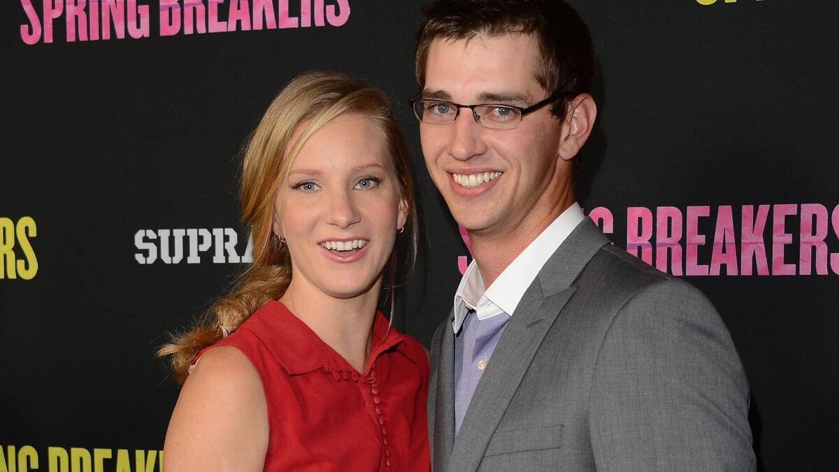 Heather Morris and Taylor Hubbell attend the premiere of "Spring Breakers" at the ArcLight Cinemas in Hollywood on March 14.