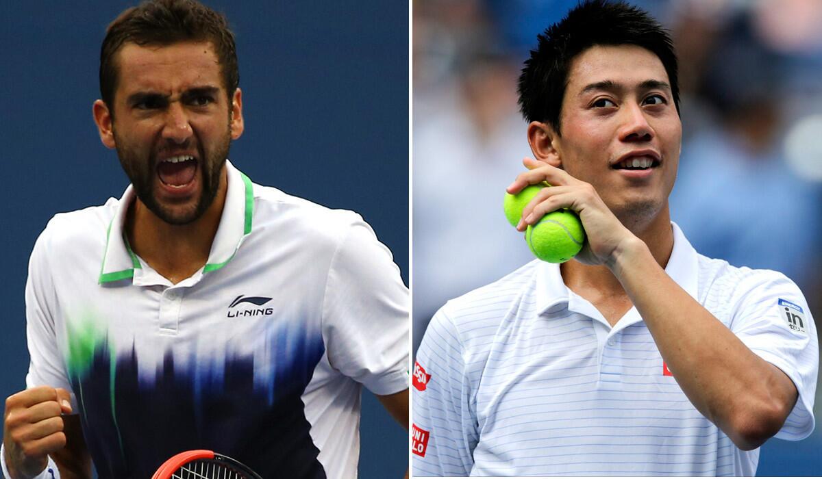 A most unlikely U.S. Open men's championship match will feature Marin Cilic, left, and Kei Nishikori on Monday night in New York.