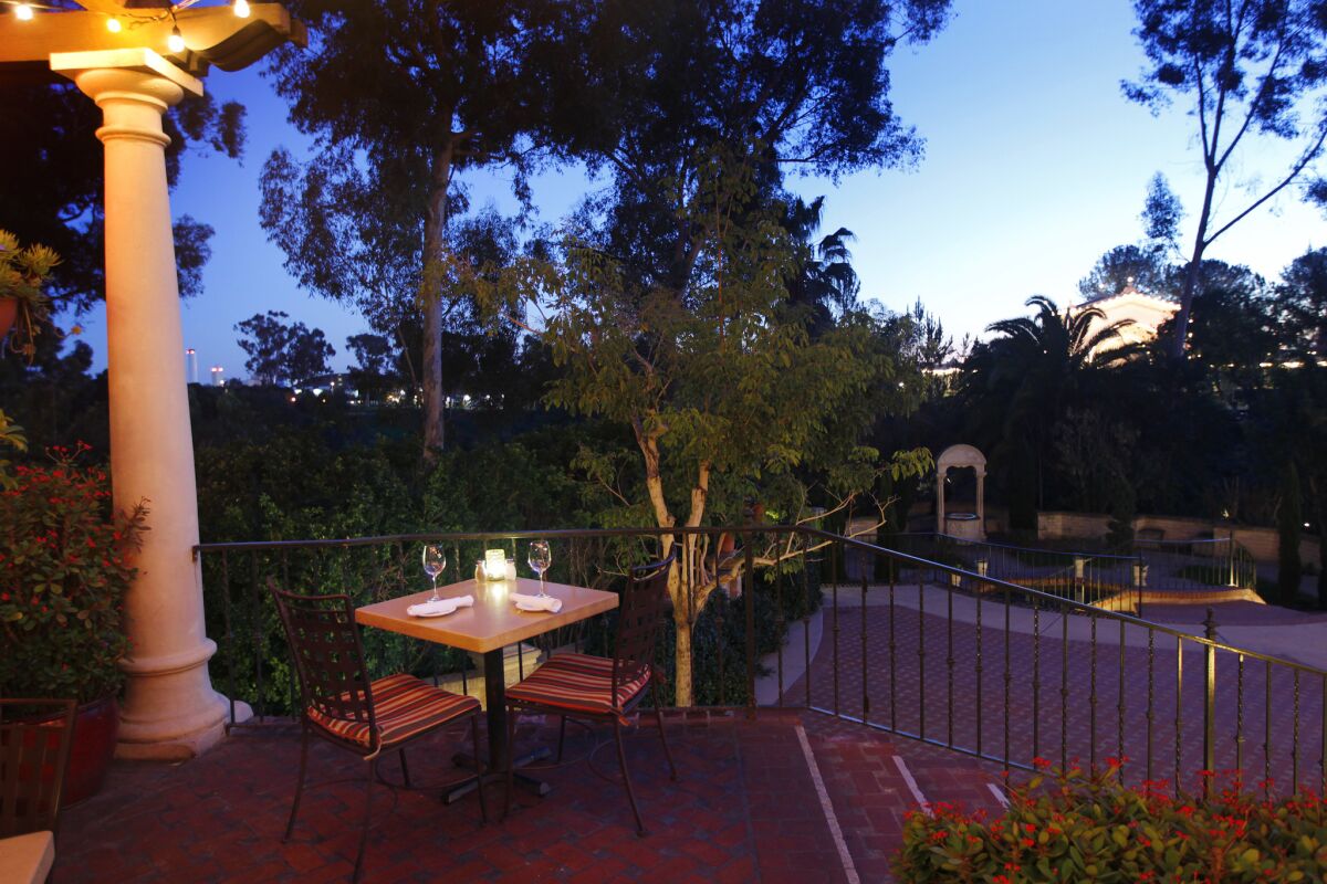 A table for two on the Prado's patio gives you all the romance Balboa Park.