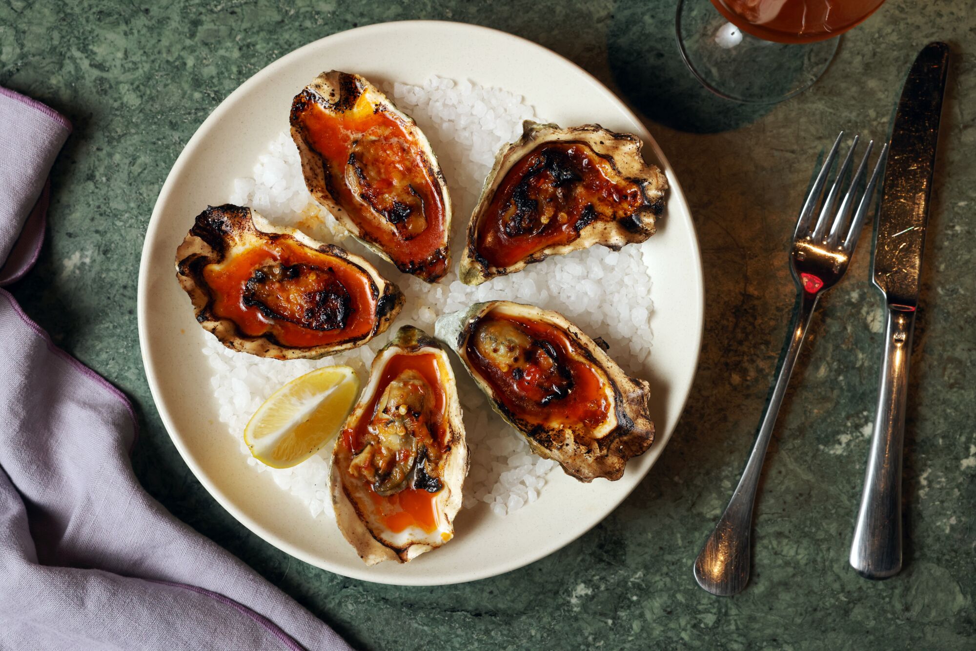 The Broiled oysters in fermented chili butter is photographed at Rory's Place, a new restaurant on May 6, 2022 at Ojai, CA.