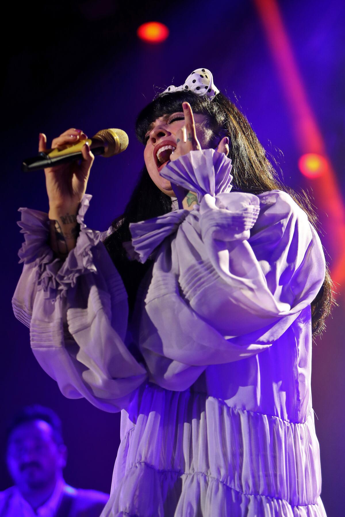 Chilean singer and songwriter Mon Laferte performs at the House of Blues in Anaheim on Wednesday.