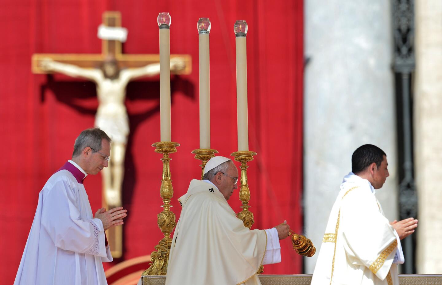 Pope Francis leads a Mass in St. Peter's Square to canonize four nuns, two of whom lived in Ottoman Palestine.