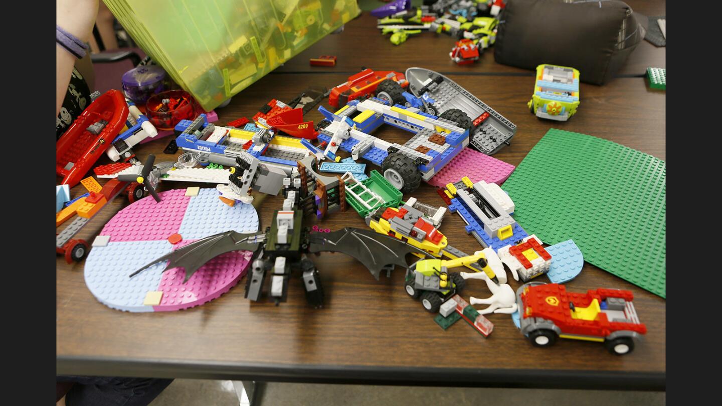 Photo Galery: Teens work on lego ideas at Burbank Central Library's Legotopia
