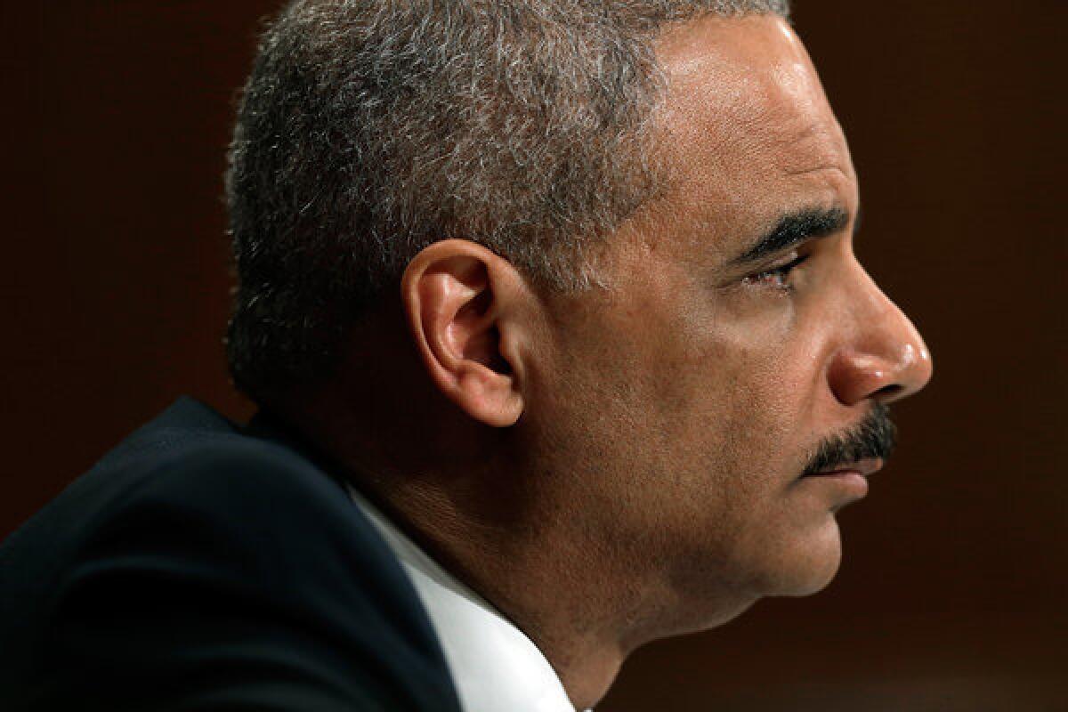 Attorney General Eric Holder testifies before the Senate Appropriations Committee in Washington.