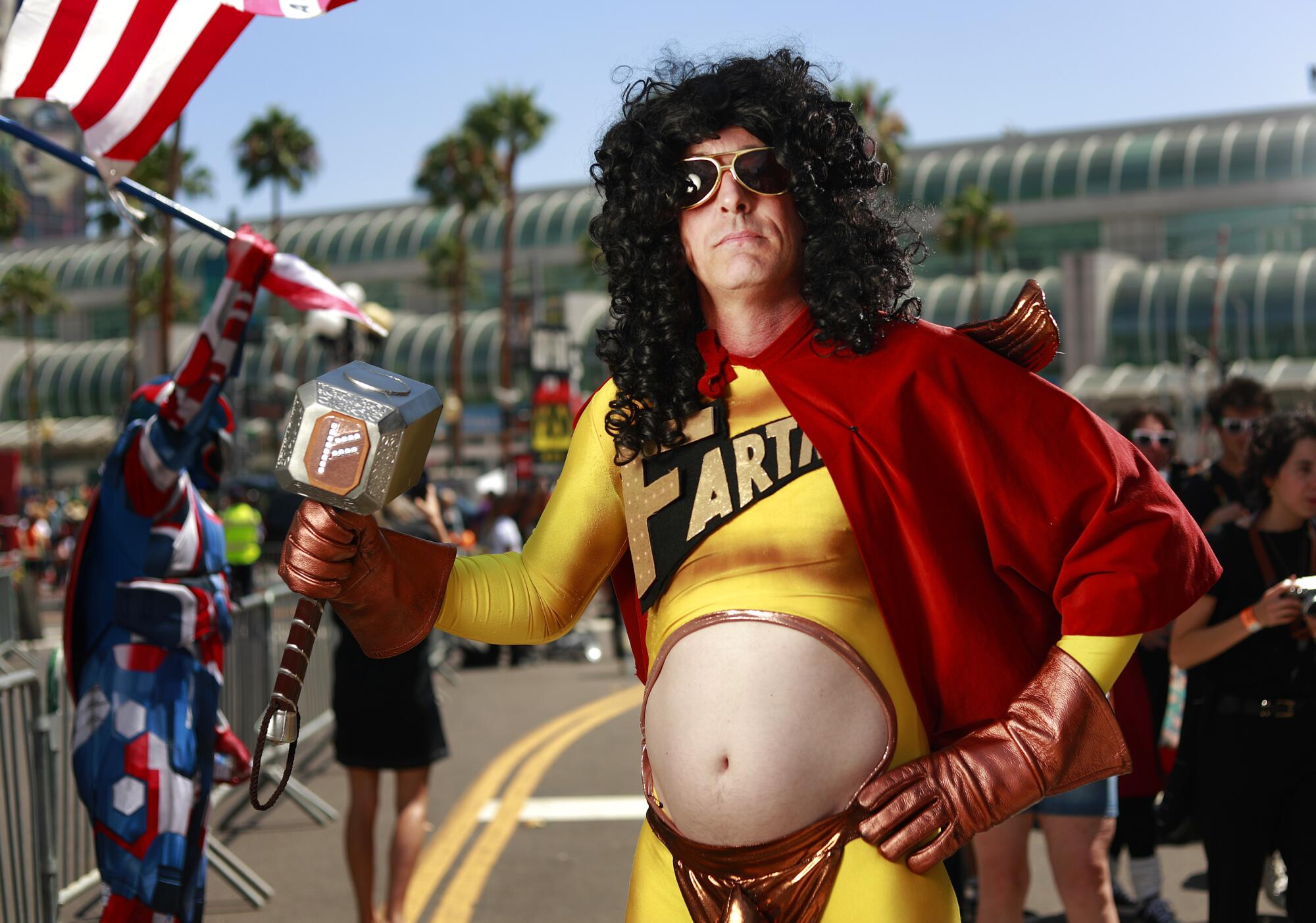 Clark Scheff of Seattle dressed as Fartman at Comic-Con in San Diego.