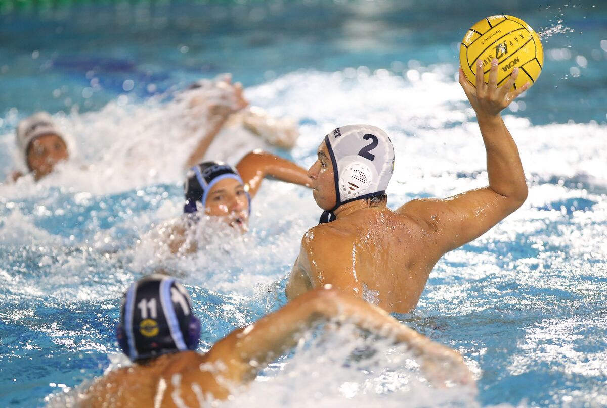 Newport Harbor's Makoto Kenney shoots and scores in a Battle of the Bay match at home against Corona del Mar on Oct. 2.
