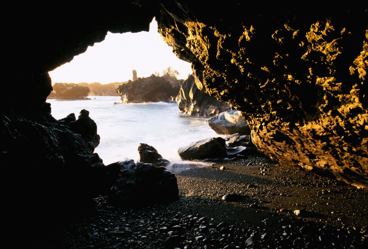 Hawaii, Maui, Sunrise From Inside Coastal Lava Tube In Wai'Anapanapa State Park.