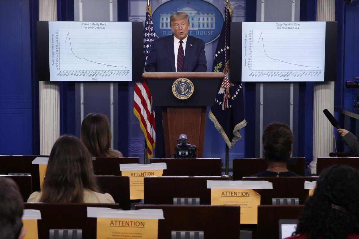 El presidente Donald Trump durante una rueda de prensa