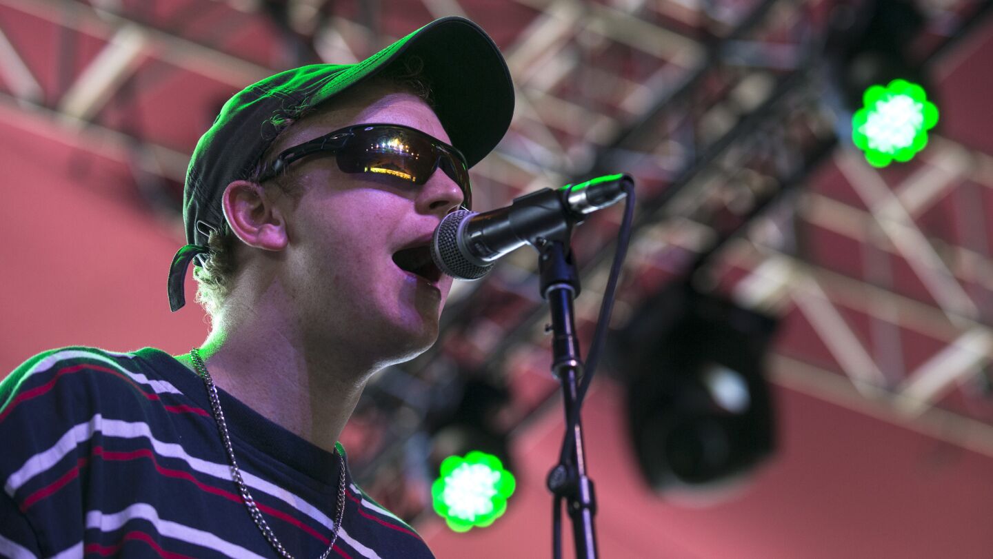DMA's vocalist Tommy O'Dell performs in the Gobi tent at the Coachella Valley Music and Arts Festival.