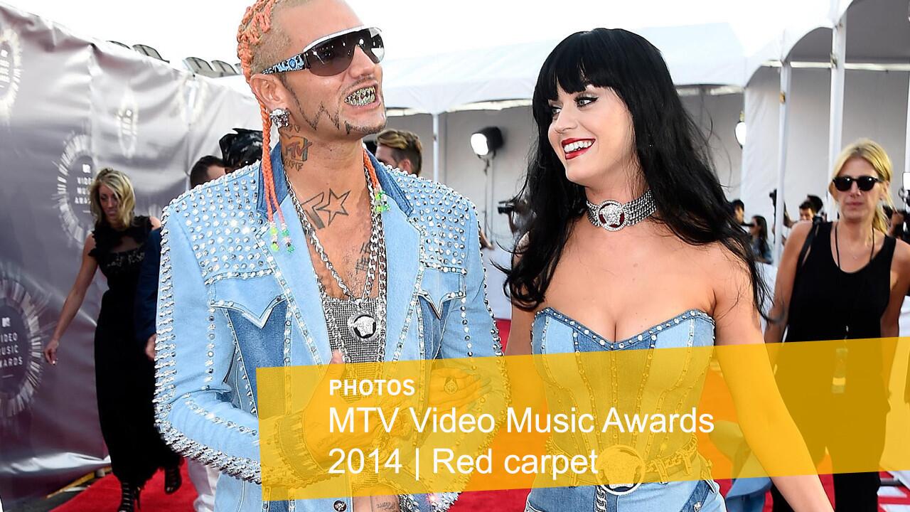 Riff Raff and Katy Perry channeled Justin and Britney circa 2001 at the VMAs with their blinged-out denim outfits.