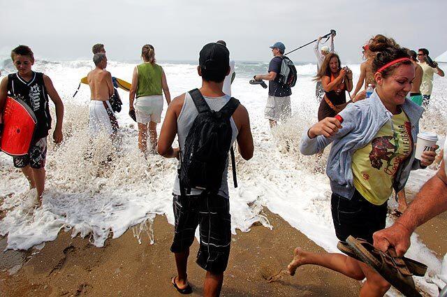 Large waves pound south-facing beaches