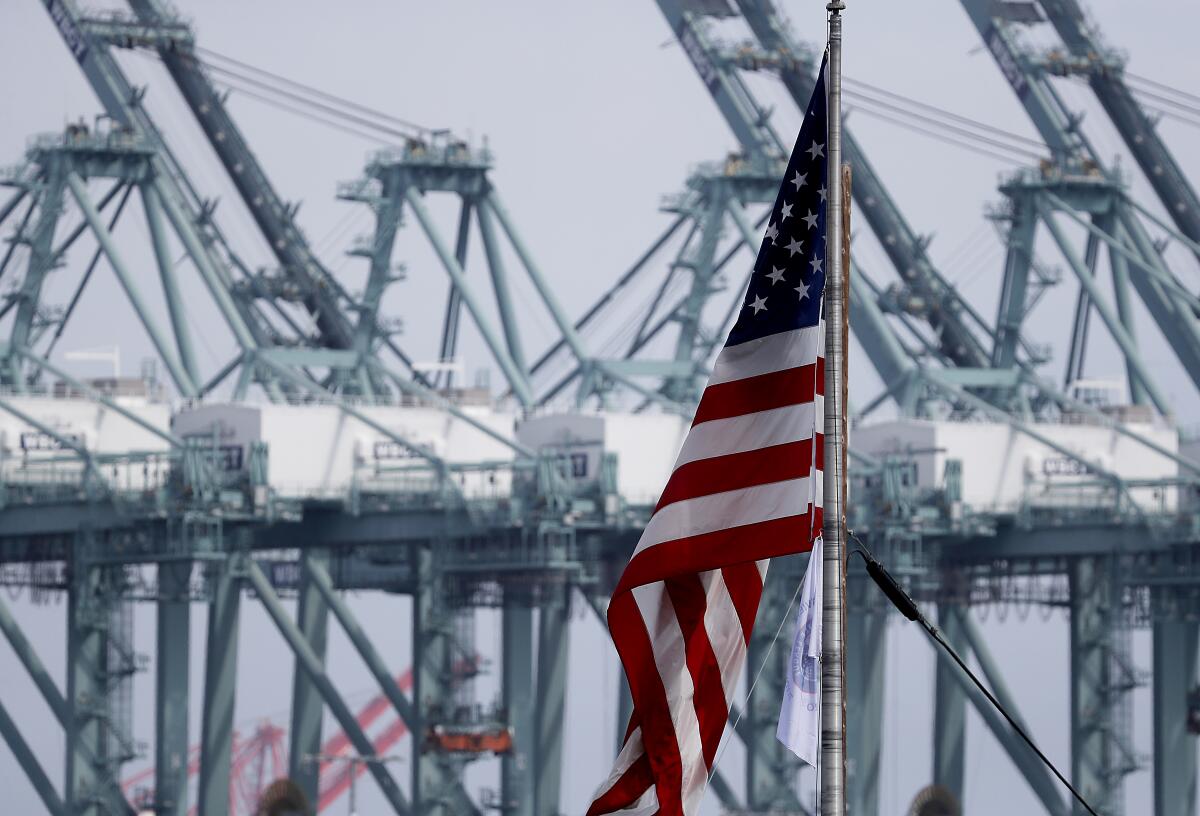 The L.A. and Long Beach ports project a 15% to 17% plunge in cargo volumes in the first quarter of this year, compared with the first three months of 2019.