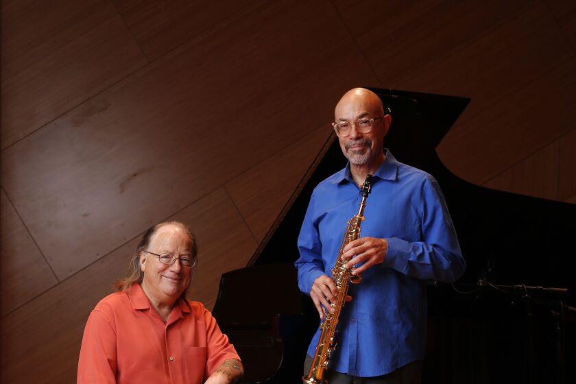 Composer Joe Garrison (left) and Kamau Kenyatta will perform a joint concert at UC San Diego's Conrad Prebys Music Center on May 15th.    