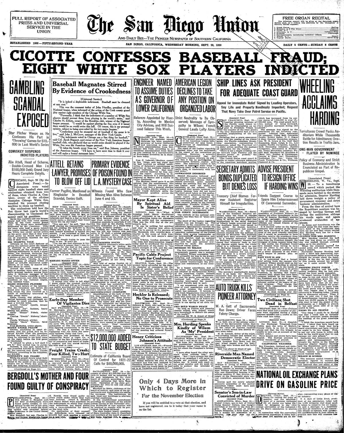 An Account of the 1919 Chicago Black Sox Scandal and 1921 Trial