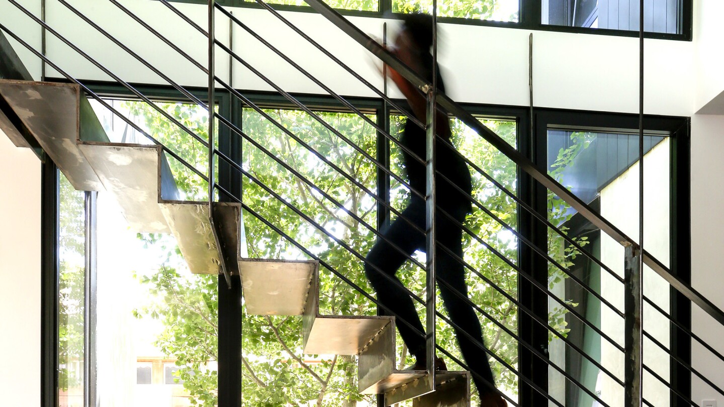 A raw-steel floating staircase by Minarc.