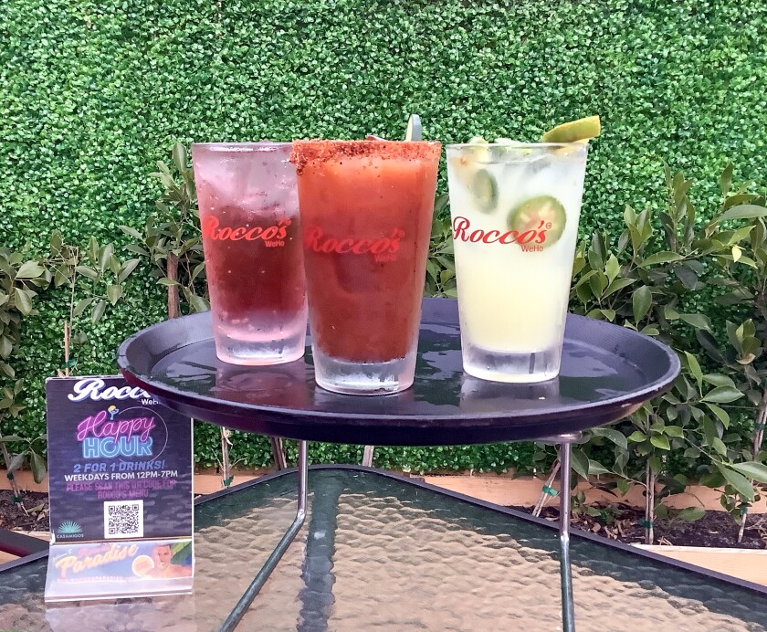 A photo of drinks form Rocco's WeHo.