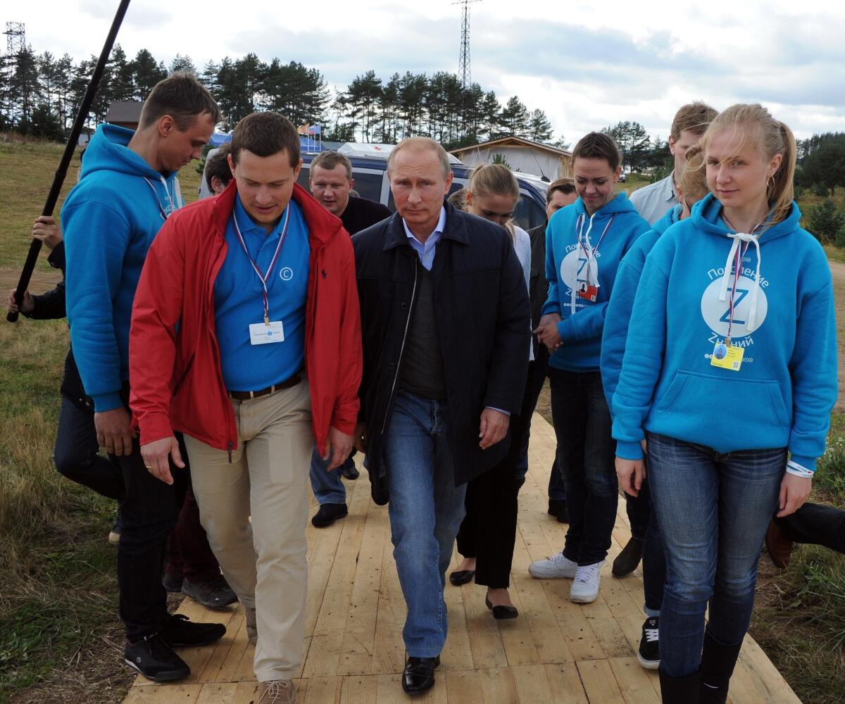 Russian President Vladimir Putin during a visit Friday to the youth educational forum at Lake Seliger, in the Tver region northwest of Moscow.