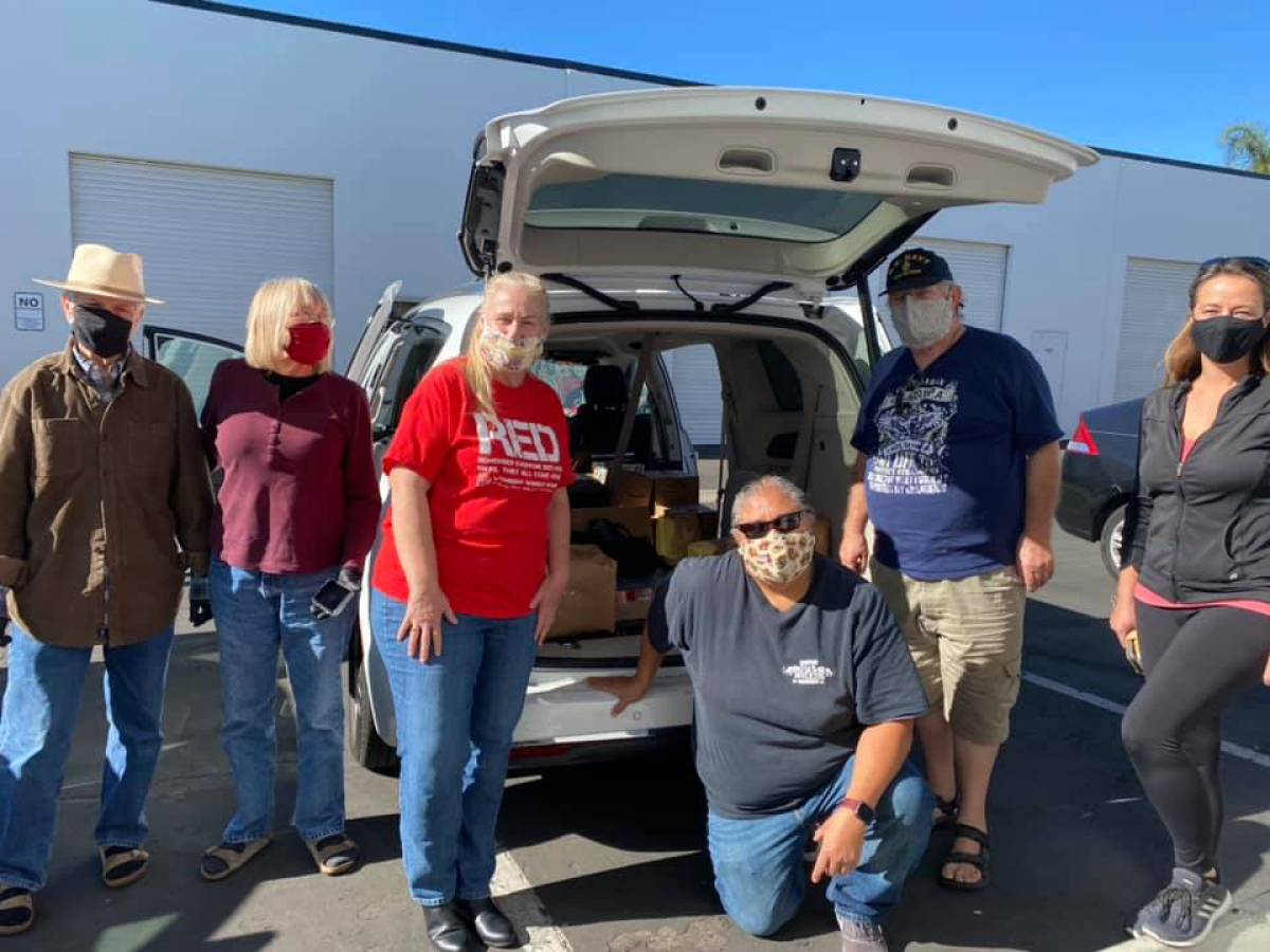 Picking up food from Wounded Warriors.