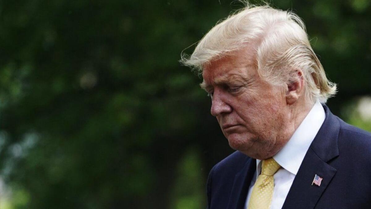 President Trump arrives at the White House on May 28 after a state visit to Japan.