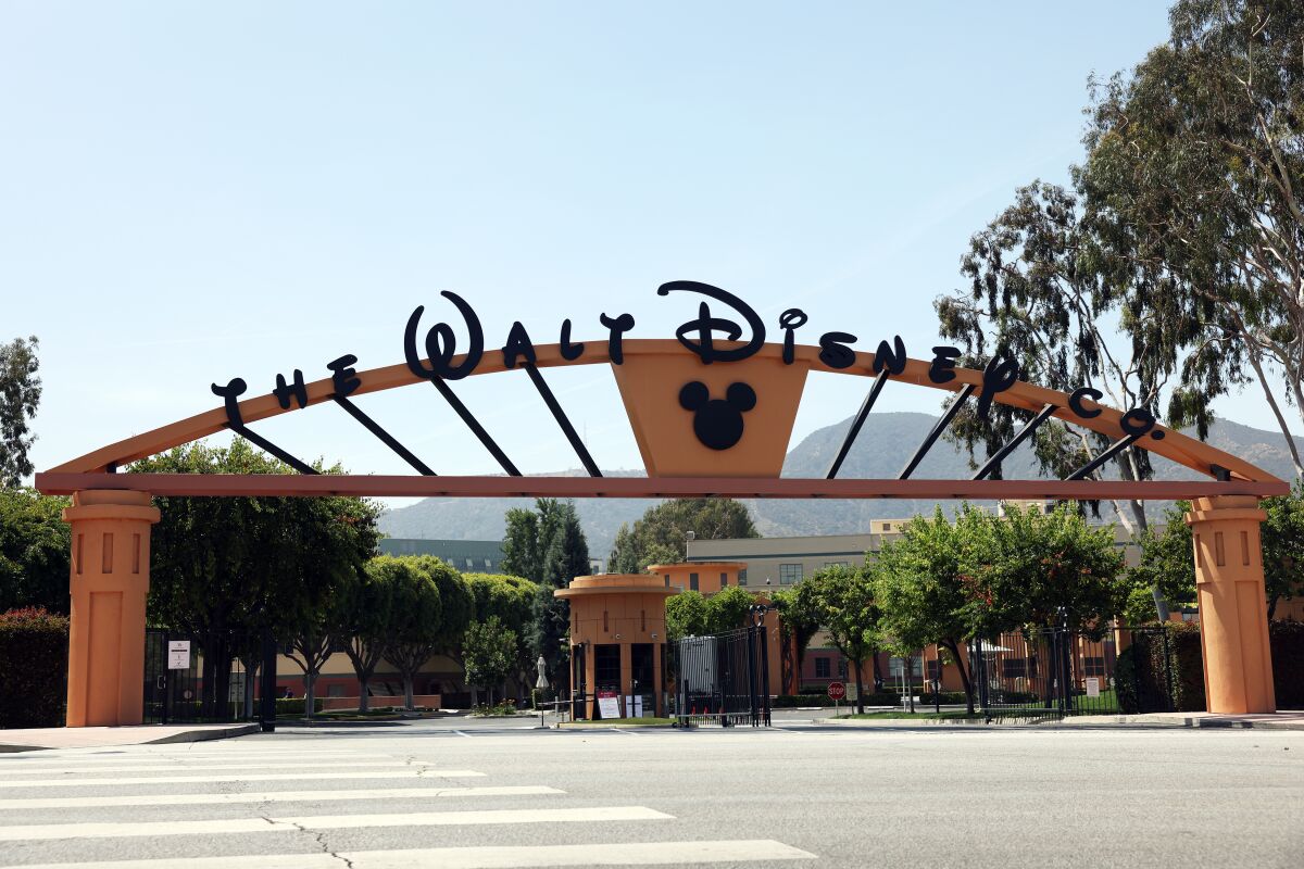 Walt Disney Co. entrance in Burbank.  (Dania Maxwell / Los Angeles Times)