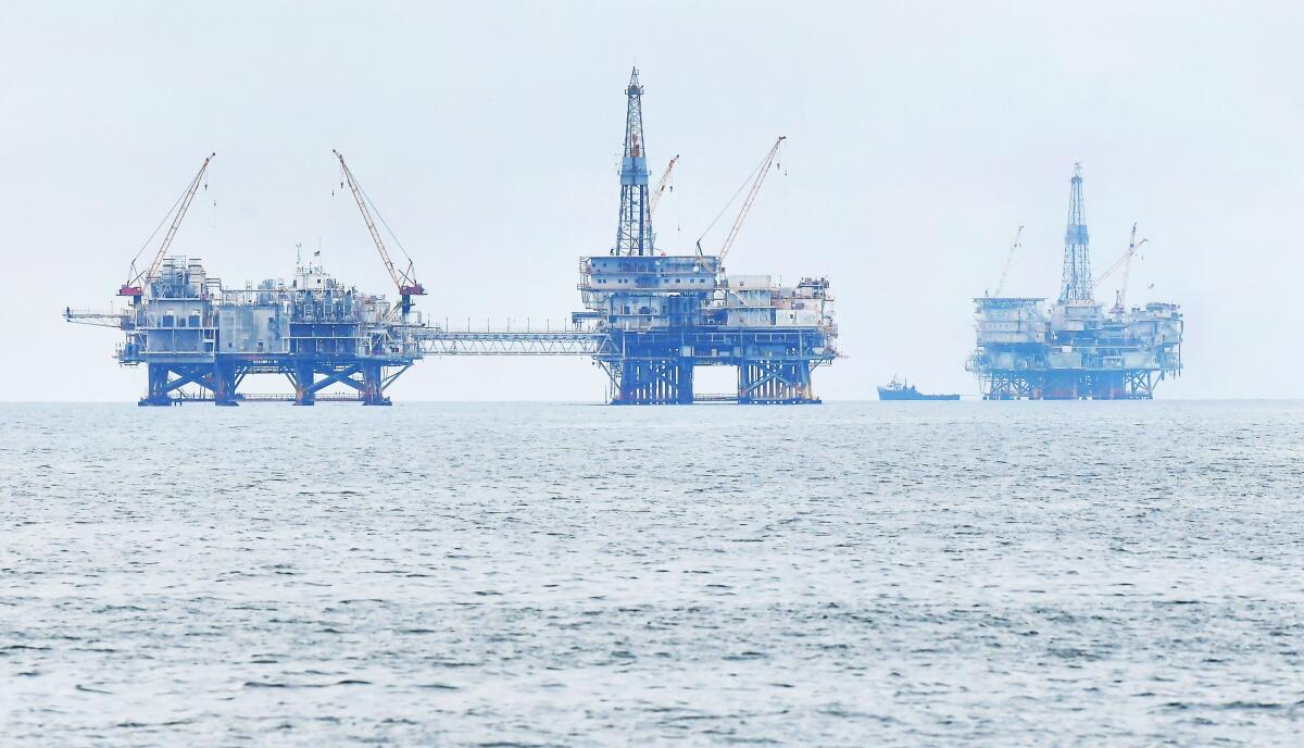 Oil platforms off the Southern California coast.