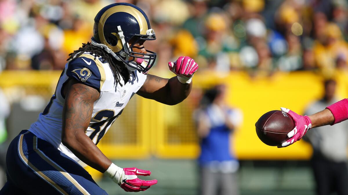 Rams running back Todd Gurley has rushed for 146, 159 and 128 yards in the last three games.