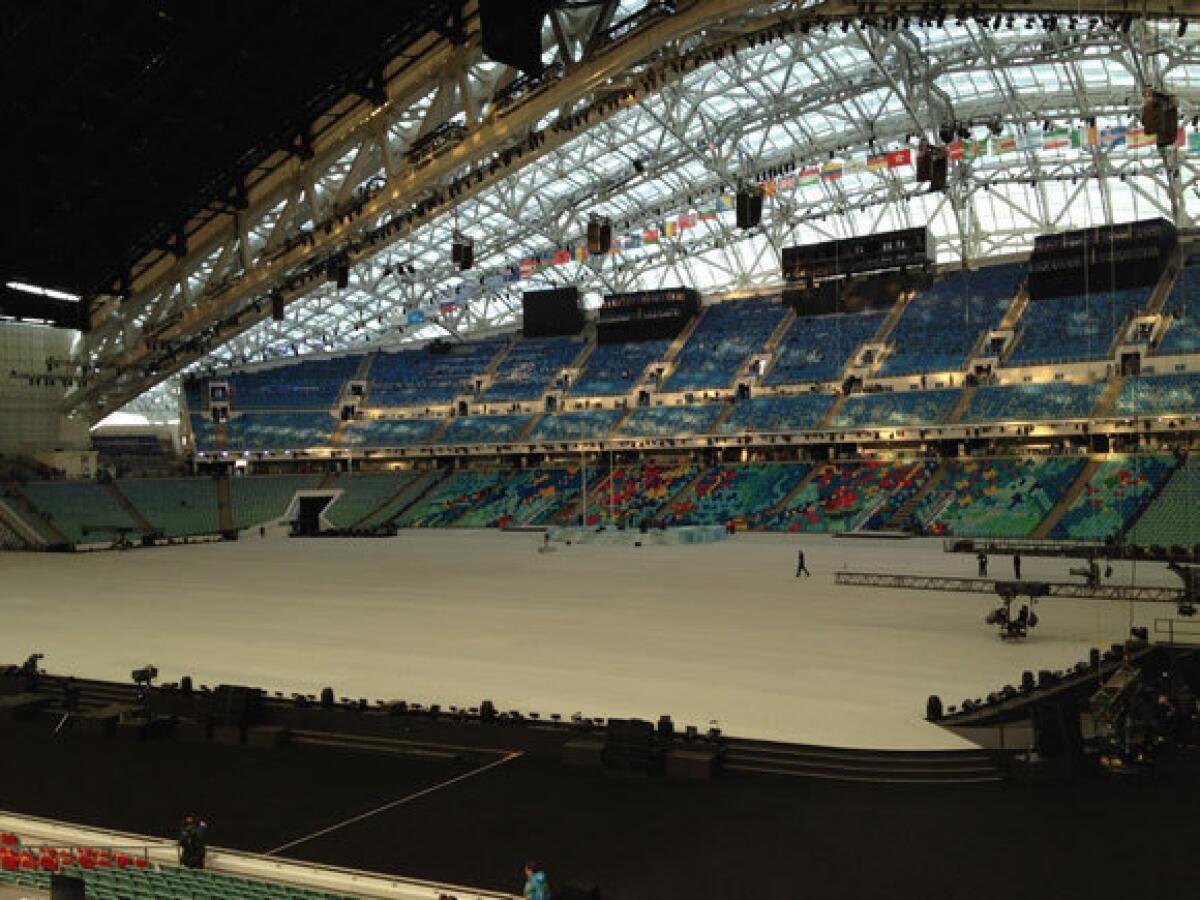 A view inside the stadium that will host the opening ceremony.