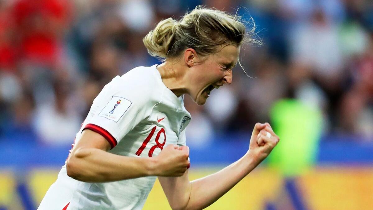 England's Ellen White celebrates after scoring during a victory over Norway in the Women's World Cup quarterfinals on Thursday.