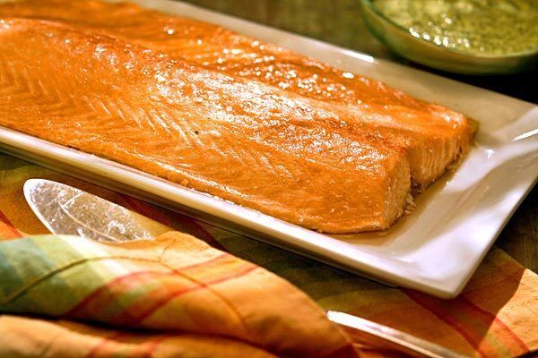Oven-steamed salmon with dill mayonnaise