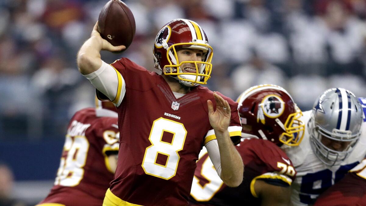 Redskins quarterback Kirk Cousins (8) comes into a wild-card playoff game against Aaron Rodgers and the Packers with the hotter hand.