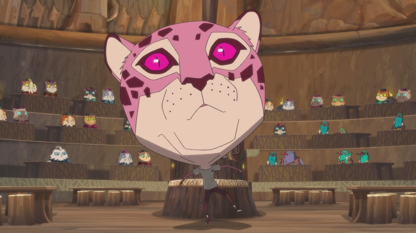 Girl with large jaguar head