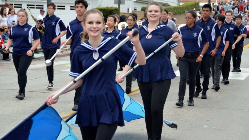 Newport Harbor High School Sailor Marching Regiment performed during the 2019 Balboa Island Parade. 