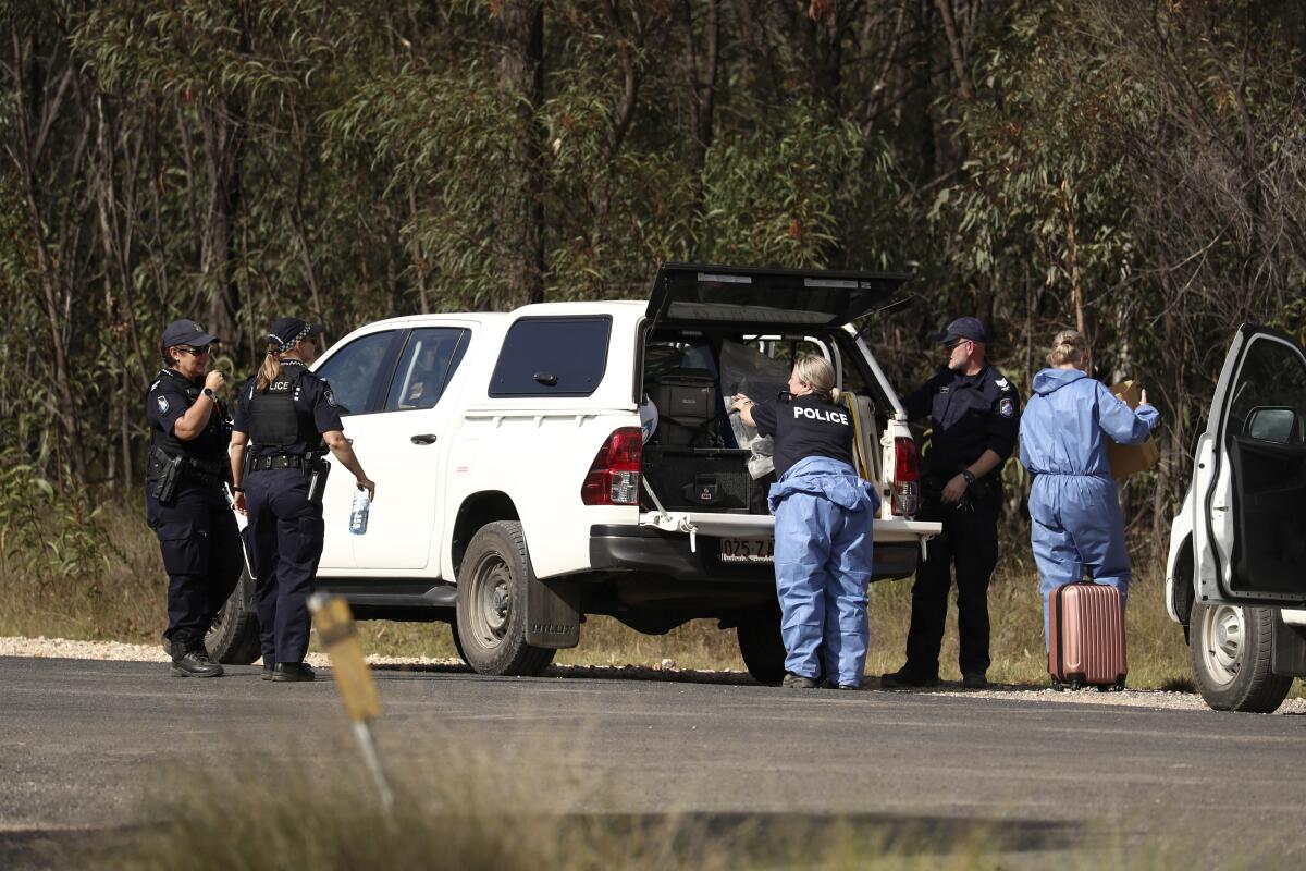 Police near the scene of a fatal shooting in Wieambilla, Australia