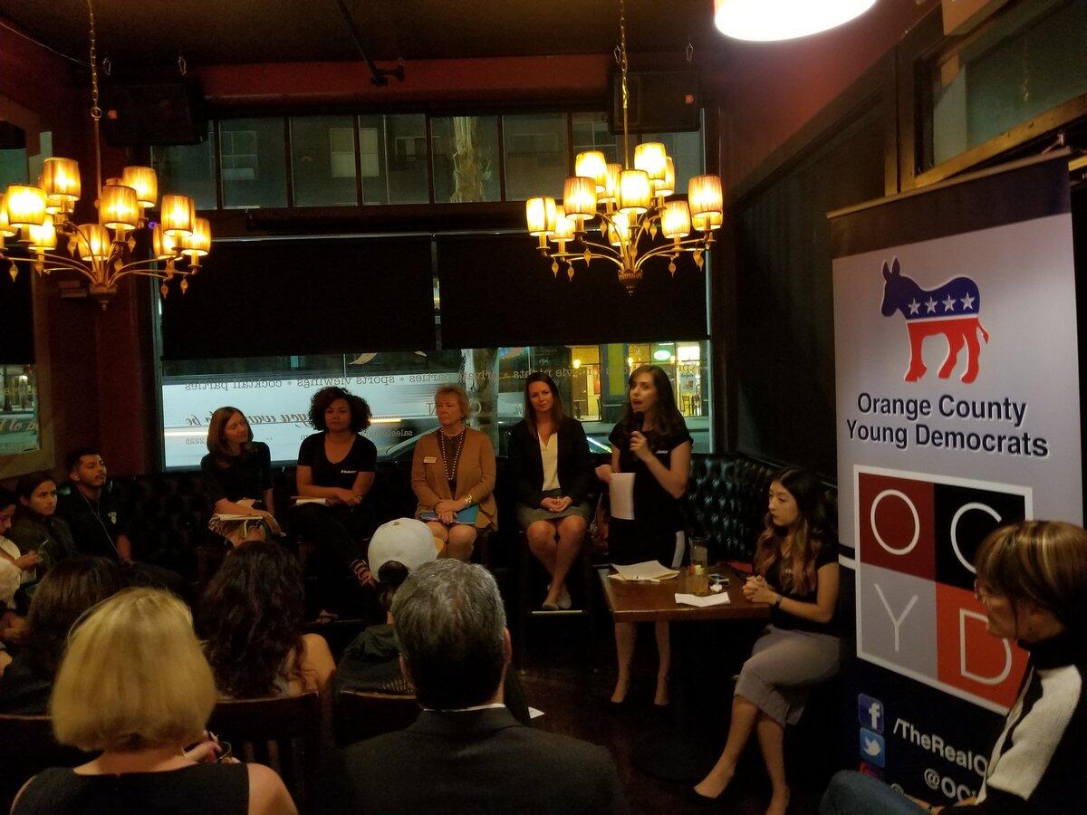 A panel discussion hosted by the Orange County Young Democrats about sexual harassment within politics.
