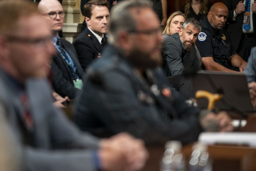 Michael Fanone attends Tuesday's hearing.