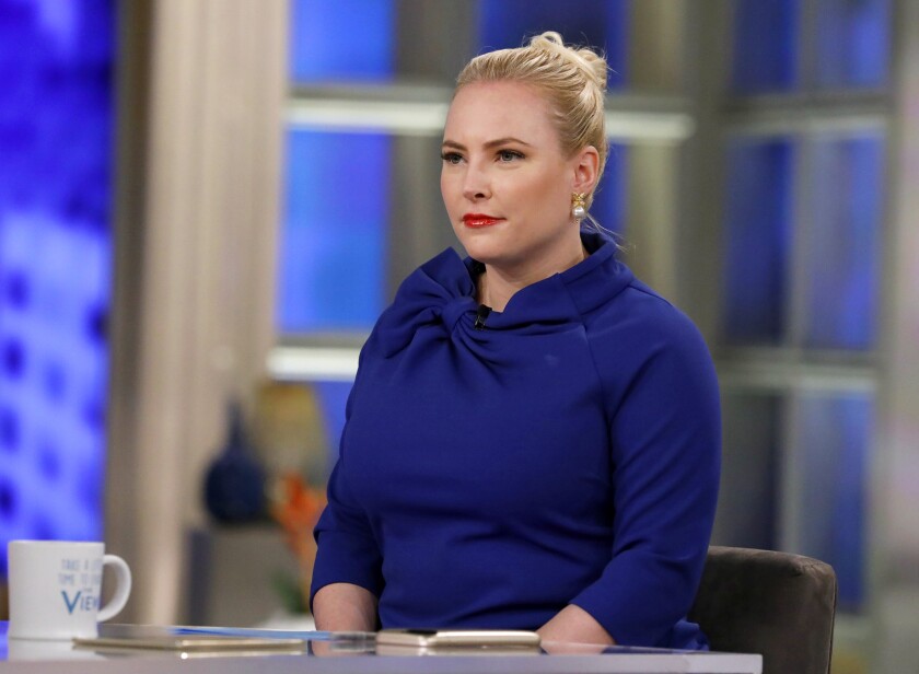 This image released by ABC shows Meghan McCain on the set of "The View," in New York on April 17, 2018. McCain announced her departure from the popular morning talk show on Thursday, July 1, 2021. (Heidi Gutman/ABC via AP)