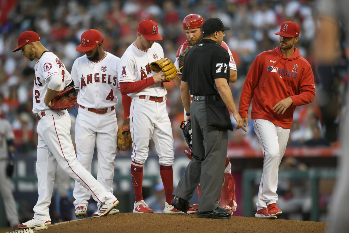 Doug White speaks with Angels players